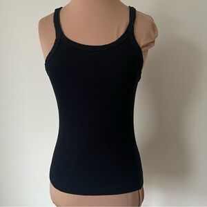 Re/done Ribbed Black Scoop Neck 100% Cotton Tank Top EUC Size M